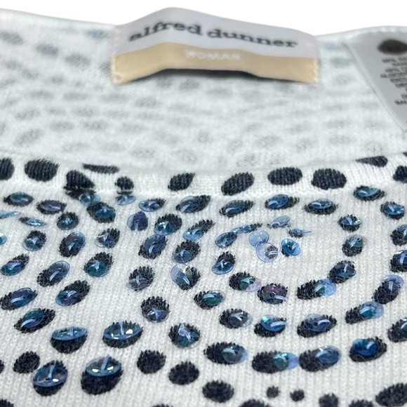 ALFRED DUNNER Woman Blue White Black Swirl Sequins Sweater Top Women's 2X - Picture 6 of 16